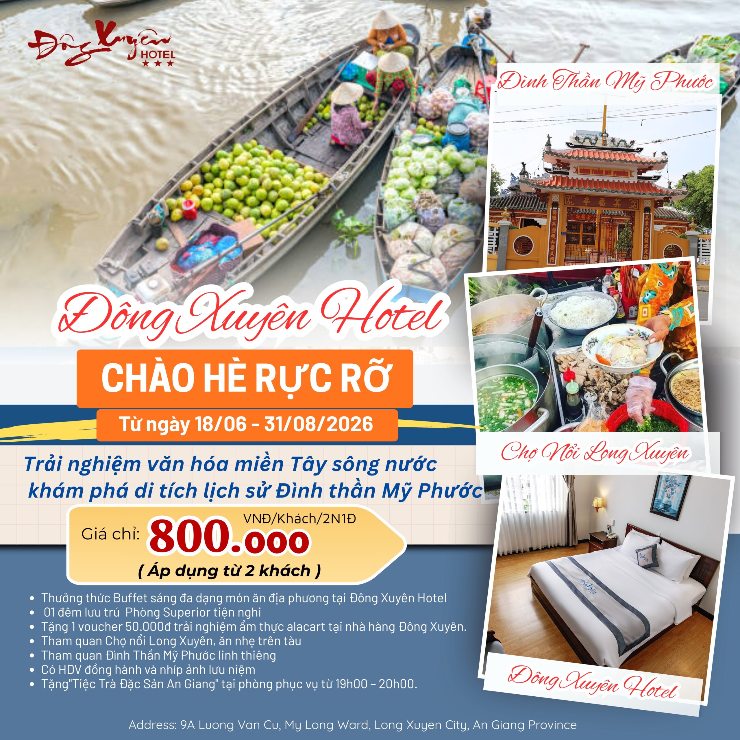 THỨC GIẤC TRÊN CHỢ NỔI LONG XUYÊN – COMBO DU LỊCH AN GIANG 2 NGÀY 1 ĐÊM CHỈ TỪ 800.000Đ/KHÁCH